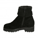 Woman's ankle boot in black suede with zipper and fur lining heel 4 - Available sizes:  42