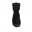 Woman's ankle boot in black suede with zipper and fur lining heel 4 - Available sizes:  42