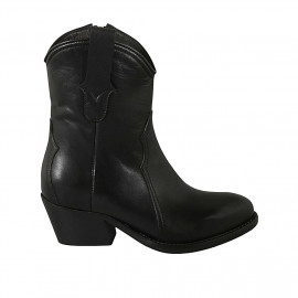 Botin tejano para mujer con cremallera en piel negra tacon 5 - Tallas disponibles:  32