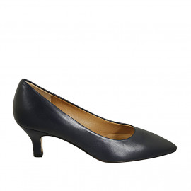 Pointy pump in blue leather heel 5 - Available sizes:  31