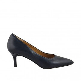 Pointy pump in blue leather heel 6 - Available sizes:  31