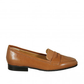 Mocassin pour femmes en cuir brun clair talon 3 - Pointures disponibles:  44, 45