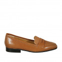 Mocassin pour femmes en cuir brun clair talon 3 - Pointures disponibles:  44, 45