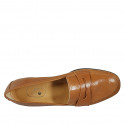 Mocassin pour femmes en cuir brun clair talon 3 - Pointures disponibles:  44, 45