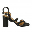 Sandale pour femmes en cuir noir avec courroie talon 8 - Pointures disponibles:  34, 42