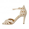 Woman's open shoe with strap in nude leather heel 9 - Available sizes:  43