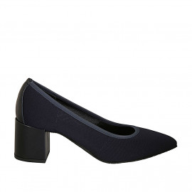 Woman's pointy pump in blue fabric heel 6 - Available sizes:  31, 32, 43