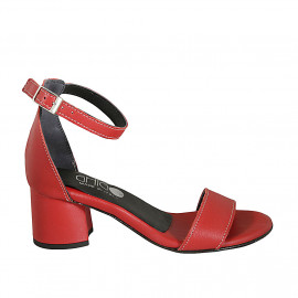 Chaussure ouverte pour femmes en cuir rouge avec courroie talon 5 - Pointures disponibles:  43