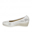 Woman's pump in silver printed laminated suede wedge heel 4 - Available sizes:  42