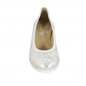 Woman's pump in silver printed laminated suede wedge heel 4 - Available sizes:  42