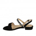 Woman's sandal in black suede with rhinestones heel 2 - Available sizes:  33