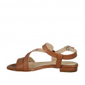 Sandalo da donna in pelle marrone con elastico tacco 2 - Misure disponibili: 32