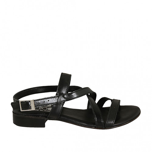 Sandalia de dedo en piel negra para mujer tacon 2 - Tallas disponibles:  32, 33