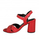 Sandalia con cinturon para mujer en piel roja tacon 7 - Tallas disponibles:  42