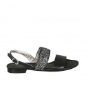 Sandalo da donna in pelle nera con strass tacco 1 - Misure disponibili: 33, 43, 45