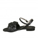 Sandalia con cinturon para mujer en piel acolchada negra tacon 1 - Tallas disponibles:  34