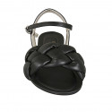 Woman's sandal with strap in black padded leather heel 1 - Available sizes:  34