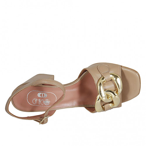 Leather sandal Porte & Paire Beige size 38 EU in Leather - 35738785