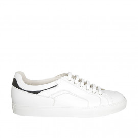 Man's laced shoe with removable insole in white and black leather - Available sizes:  47