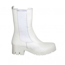 Woman's ankle boot with elastic bands in white leather heel 5 - Available sizes:  42