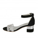 Woman's open strap shoe in black suede and silver glitter heel 5 - Available sizes:  42