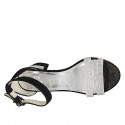 Woman's open strap shoe in black suede and silver glitter heel 5 - Available sizes:  42