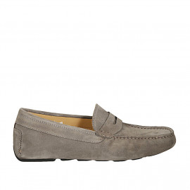 Men's car shoe with removable insole in gray suede - Available sizes:  37, 47