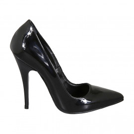 Escarpin à bout pointu pour femmes en cuir verni de couleur noir avec talon 11 - Pointures disponibles:  32, 34