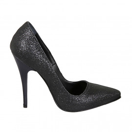 Woman's pump in black glittered leather heel 11 - Available sizes:  34, 42