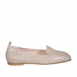 Mocasín para mujer en piel imprimida nude tacon 1 - Tallas disponibles:  32