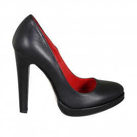 Escarpin pour femmes avec plateforme en cuir noir talon 11 - Pointures disponibles:  32