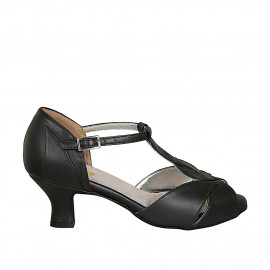 Dancing shoes with strap in black leather heel 5 - Available sizes:  33