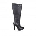 Bota para mujer con plataforma y cremallera en piel negra tacon 11 - Tallas disponibles:  31